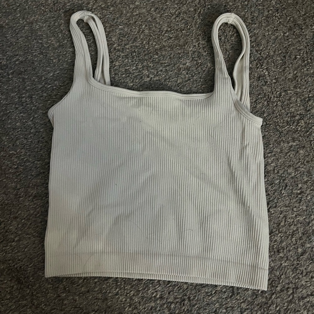 Women's Cream Ribbed Tank Top